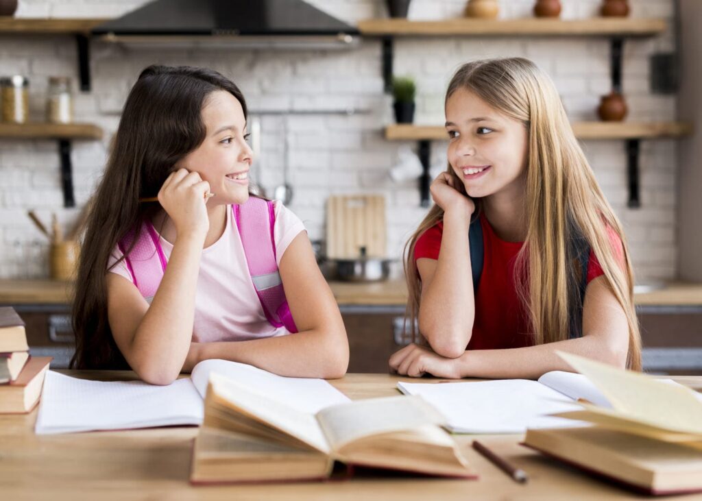 schoolgirls-doing-homework