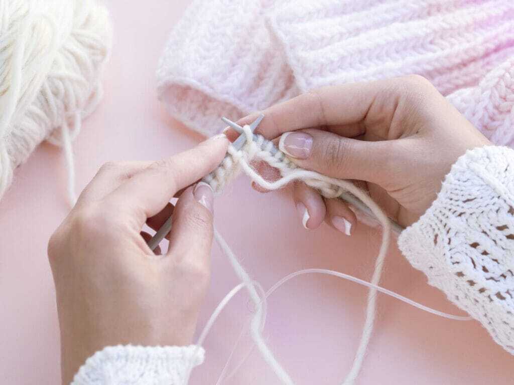 top-view-woman-crocheting