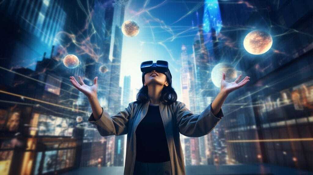 Future Metaverse Jobs: In‑Demand Careers Shaping Virtual Worlds 70 woman-with-vr-glasses-futuristic-city